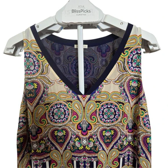 Leifsdottir Anthropologie Silk Paisley Shift Dress 10 Sleeveless Boho Women's - Picture 11 of 11